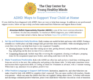 screenshot of our PDF on ADHD: Ways to Support Your Child at Home. Find full document here: https://mghclaycenter.org/assets/ADHD-PDF-Support-Your-Child-at-Home.pdf