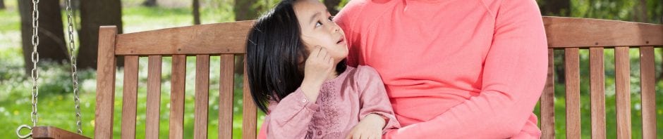 Building Mental Wellness Kids - Father and daughter have a conversation while sitting on a swing